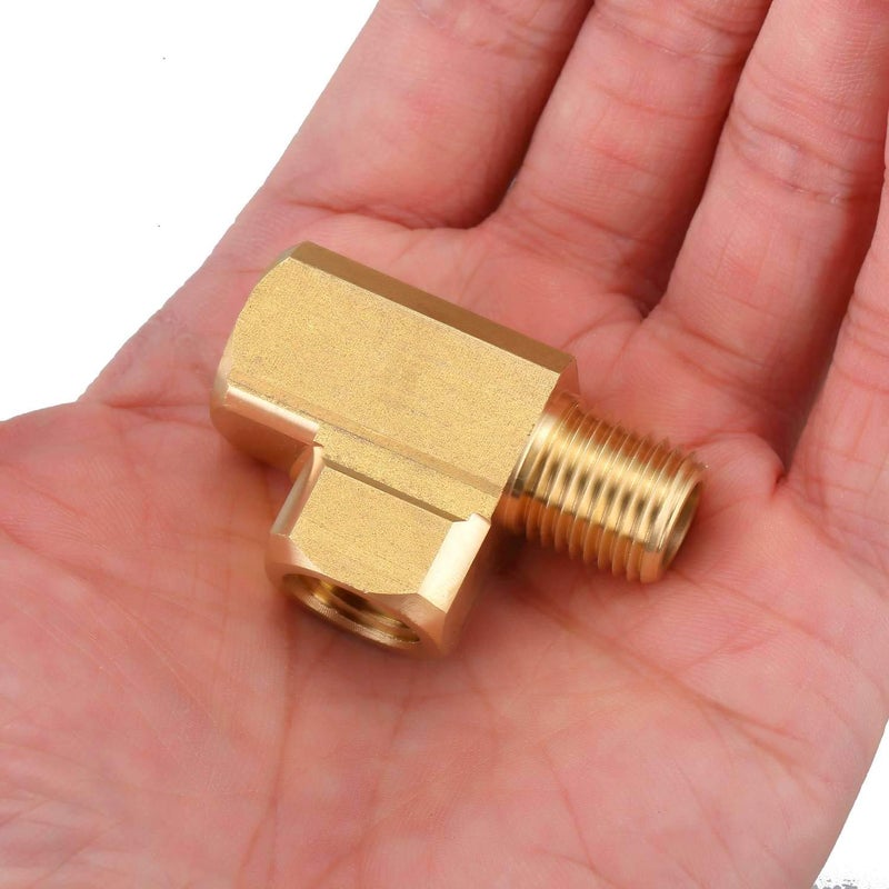 Litorange 2 PCS Metals Brass Pipe Fitting Barstock Male Branch Tee T Adapter 3/8" NPT Female x 3/8" NPT Male x 3/8" NPT Female (Pack of 2) - Image 4